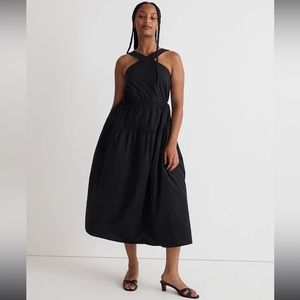 Madewell Poplin Halter Tiered Midi Dress